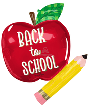 Back to School Apple & Pencil Balloon – 31" Foil - Ellie's Party Supply