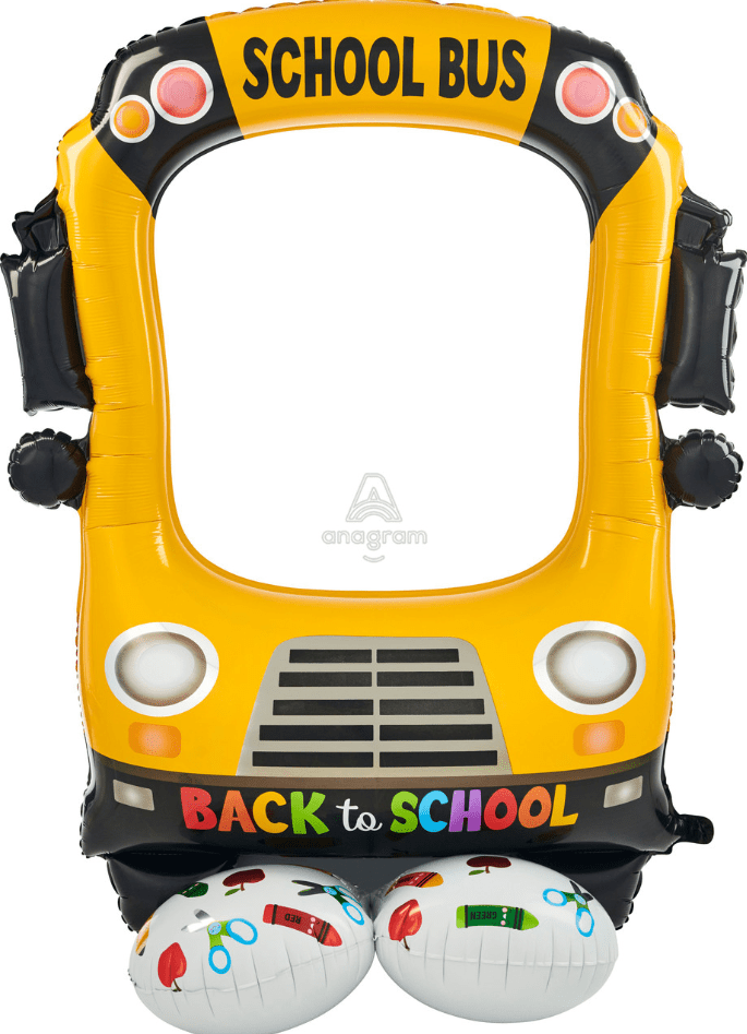 Back to School | School Bus Balloon Frame – 56" Foil - Ellie's Party Supply