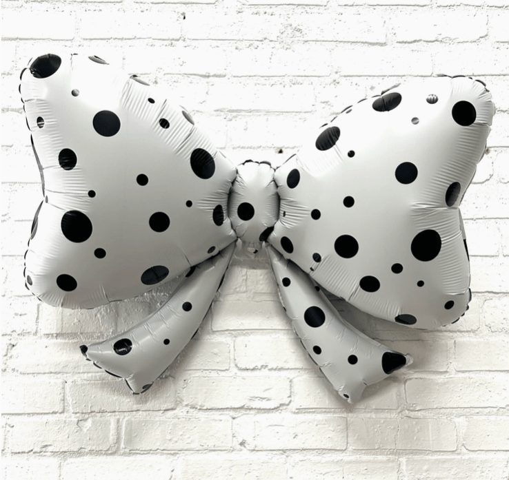 Black & White Polka Dot Bow Balloon – 40" - Ellie's Party Supply