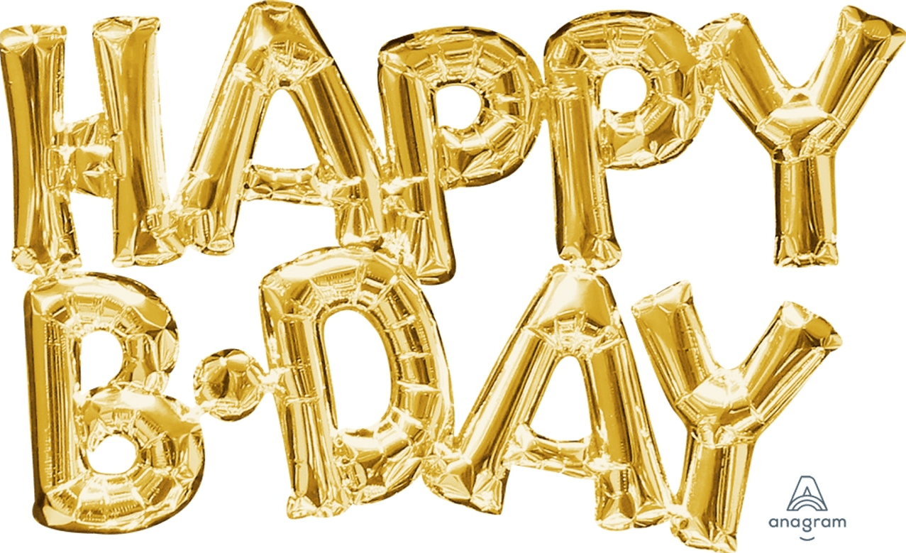 Gold Happy B•Day Foil Balloon Letters – 30" Birthday Banner - Ellie's Party Supply