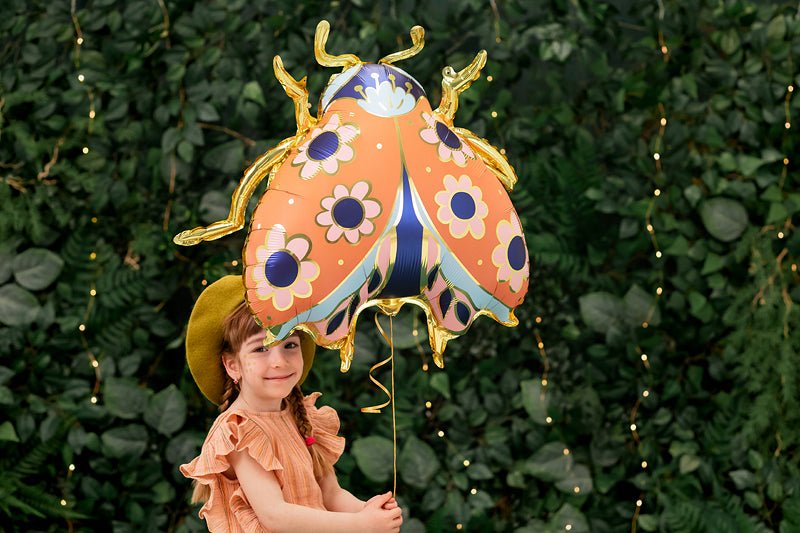 Ladybug Foil Balloon - Colorful Floral Party Decoration | 24x27.5 Inches - Ellie's Party Supply