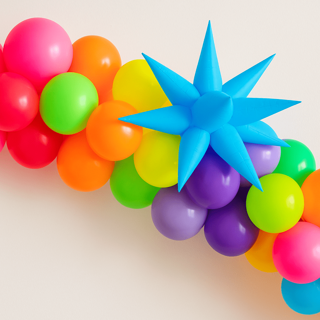 Neon Blue Starburst Cluster Balloon – 19", 26", 40" | Ellie’s Party Supply - Ellie's Party Supply