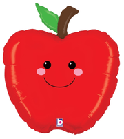 Smiling Red Apple 21" Foil Balloon - Ellie's Party Supply
