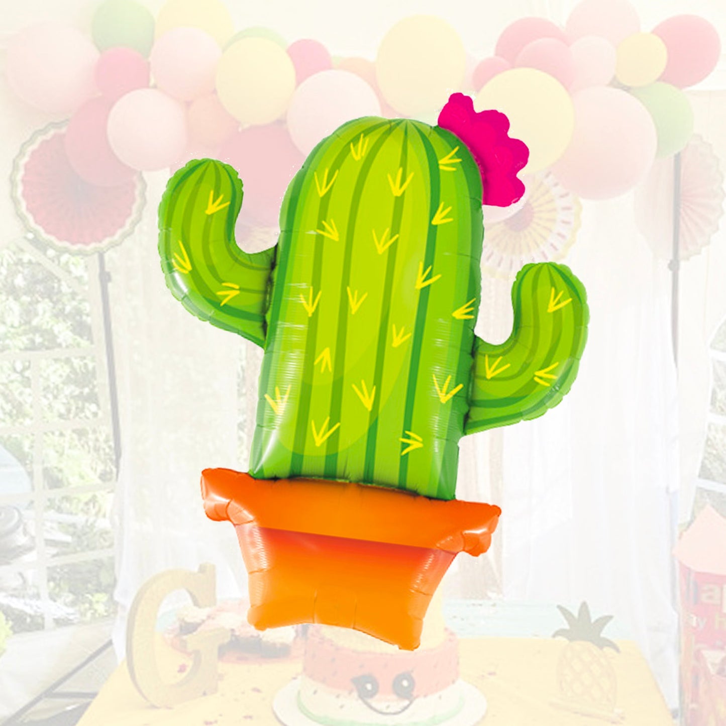 39 Inch Giant Cactus Cute Fiesta Party Balloon - Ellie's Party Supply