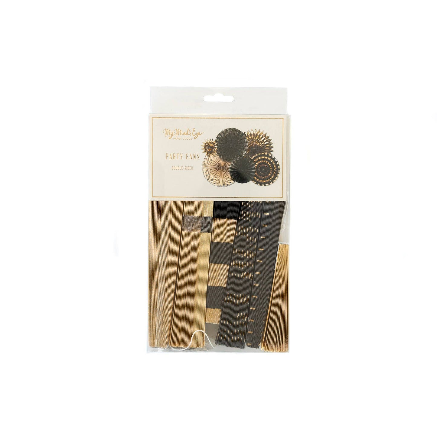 Black and Gold Holiday Paper Fans (Set of 6) - Ellie's Party Supply