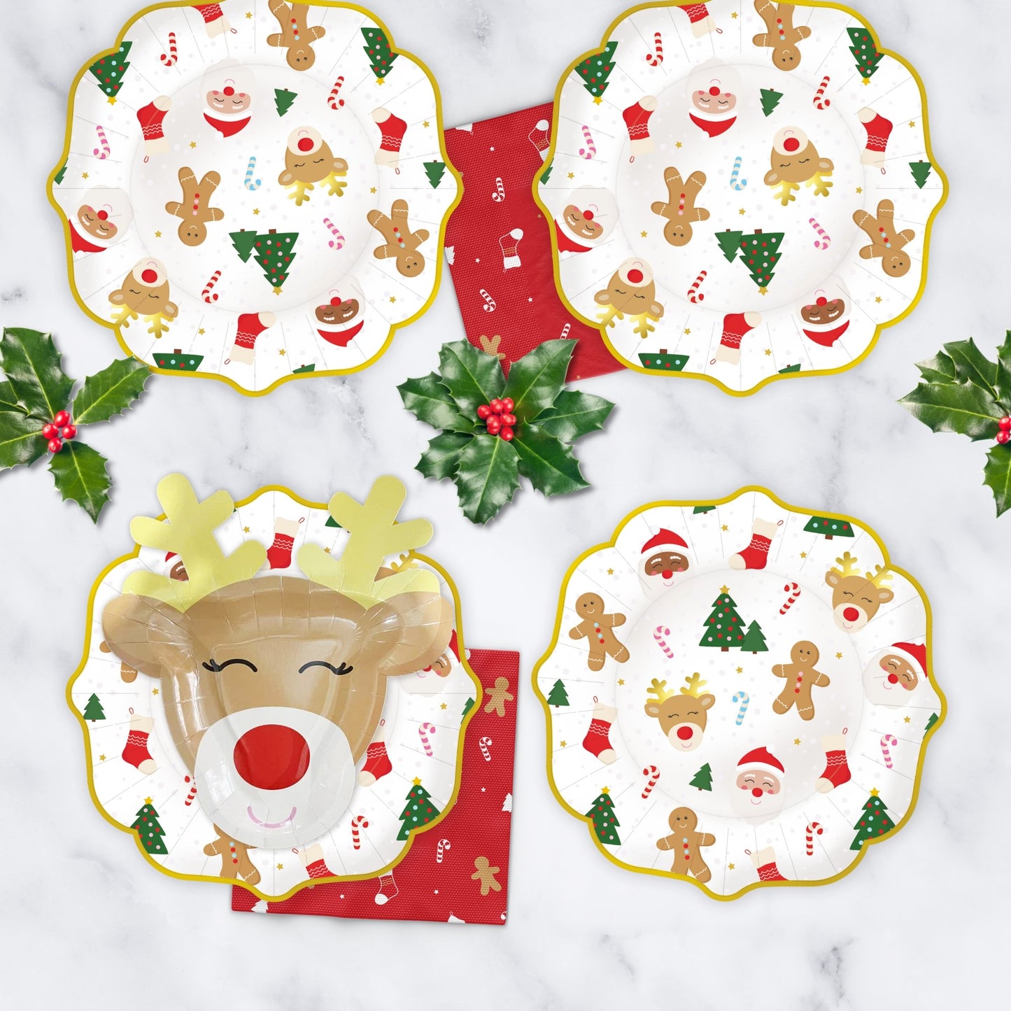 Classic Christmas Icon Plates (Set of 8) - Ellie's Party Supply