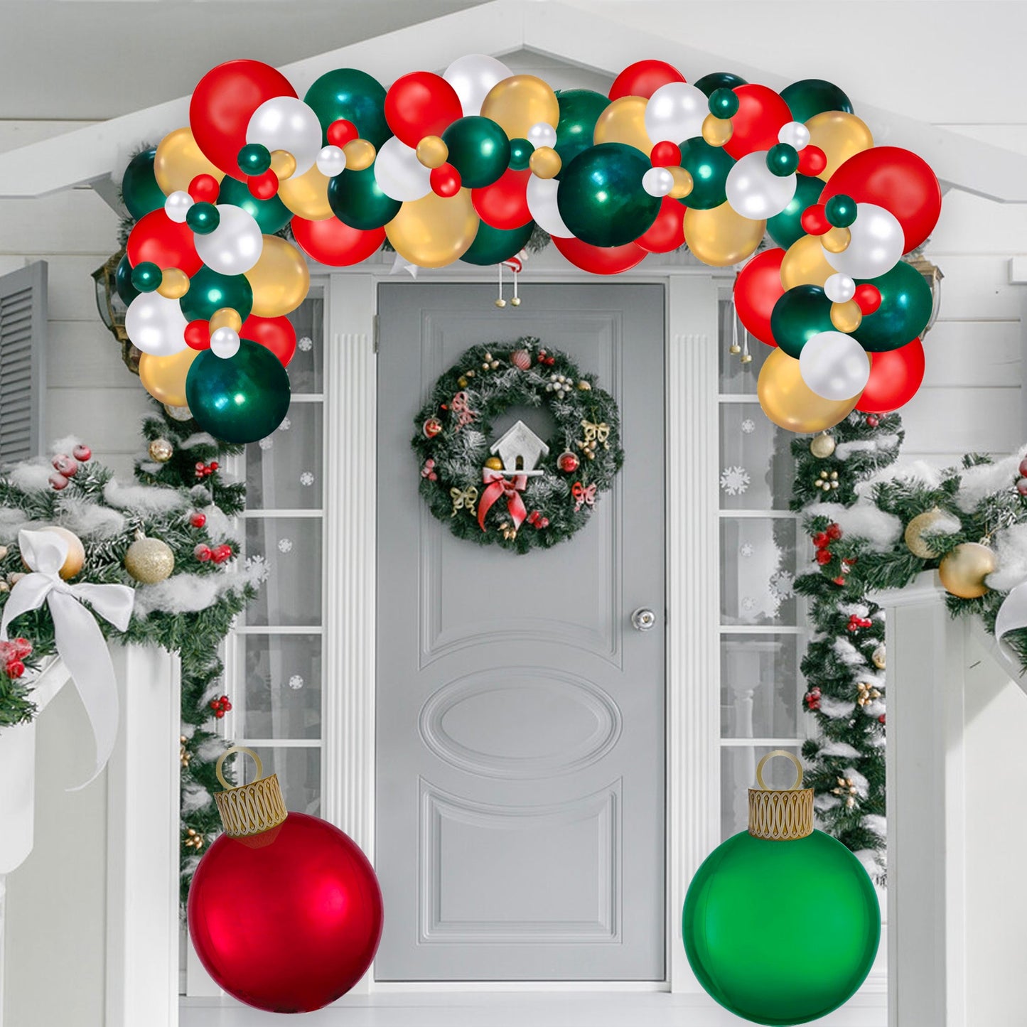 Classic Red, Green, and Gold Christmas Balloon Garland Kit - Ellie's Party Supply