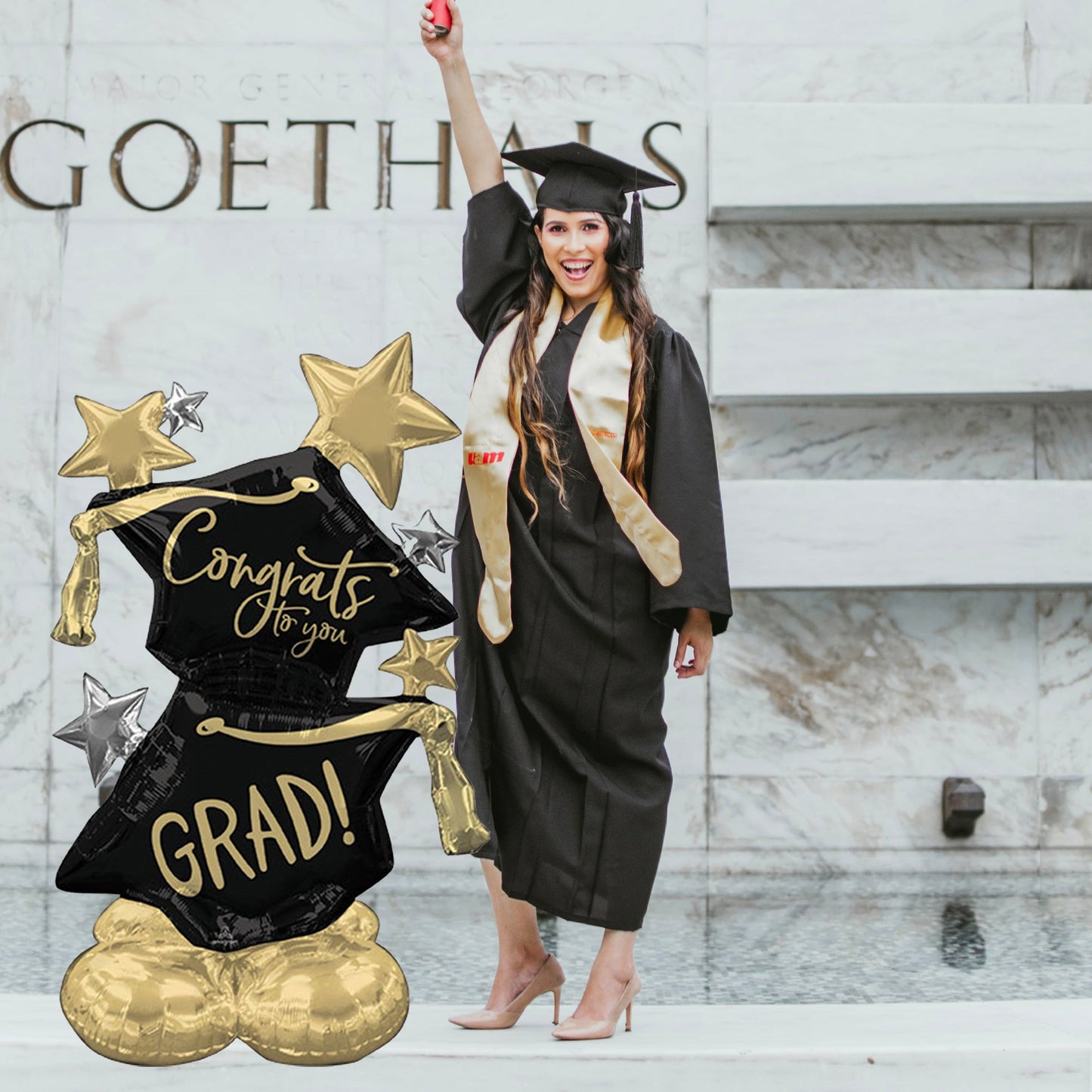 Congrats Grad Giant Standing Graduation Balloon 4+ Feet (51") - Ellie's Party Supply