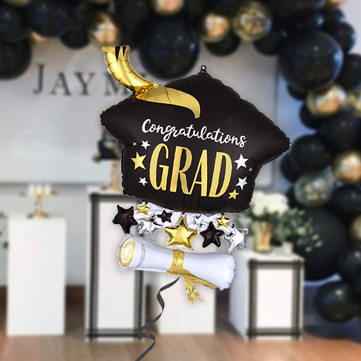 Congratulations Grad Graduation Cap & Diploma Balloon 35" - Ellie's Party Supply