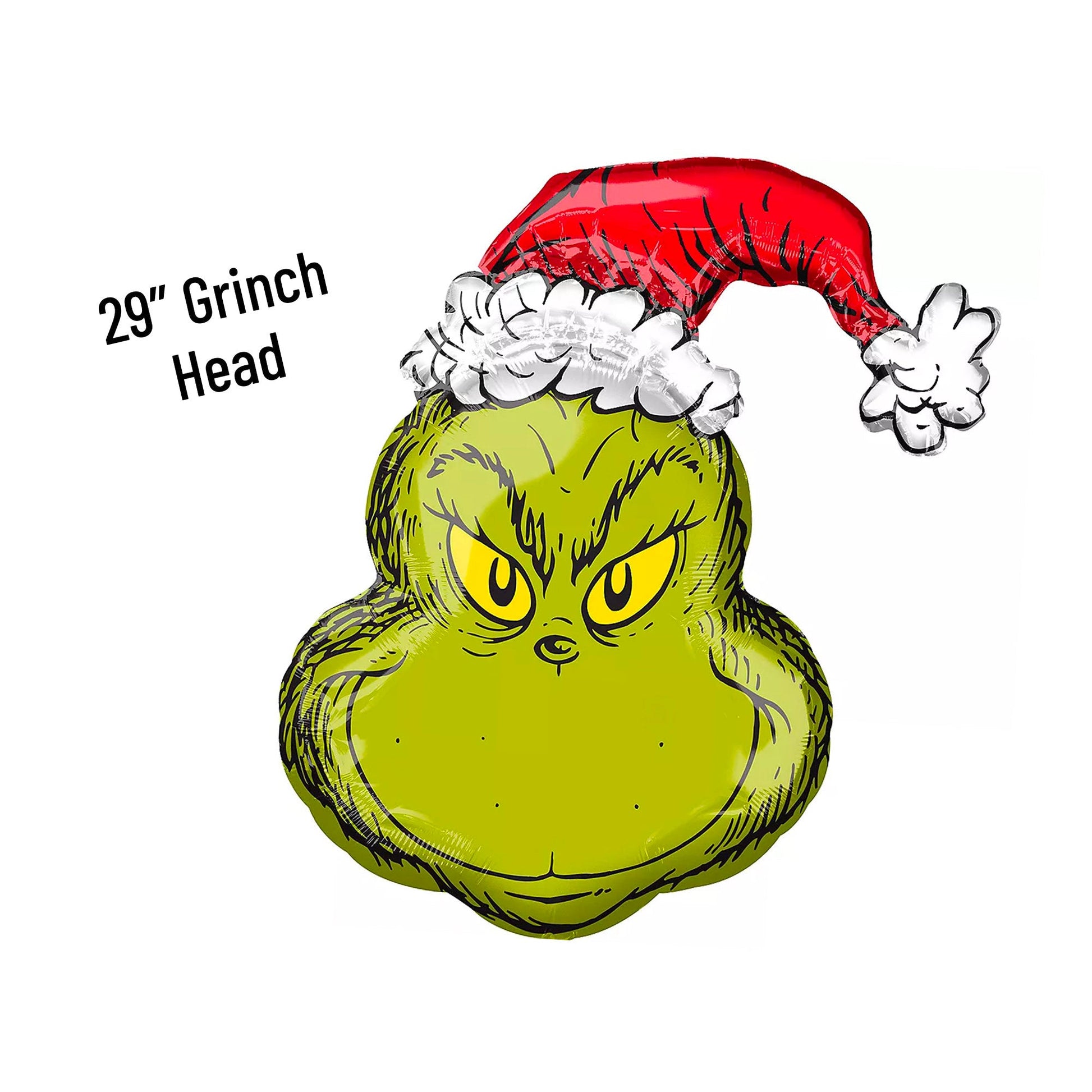 Dr. Seuss's The Grinch with Santa Hat Christmas Balloon (29-Inches) - Ellie's Party Supply