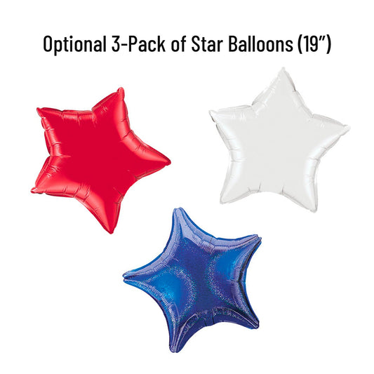 Firework Red, White, & Blue Patriotic Star Balloons (3-Pack) - Ellie's Party Supply