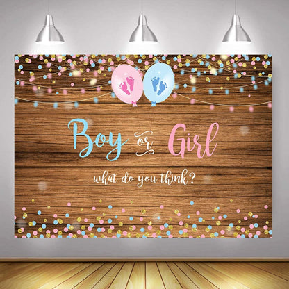 Gender Reveal Boy or Girl Vinyl Wood Backdrop (5x7 Foot) - Ellie's Party Supply