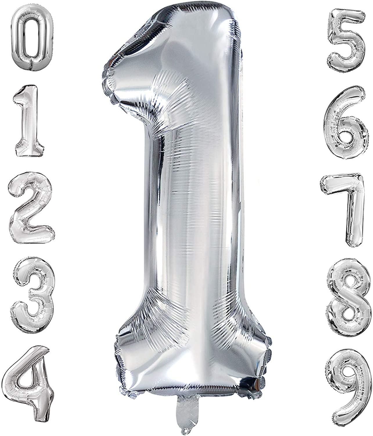 Giant Silver Mylar Foil Number Balloons (34 Inches) - Ellie's Party Supply