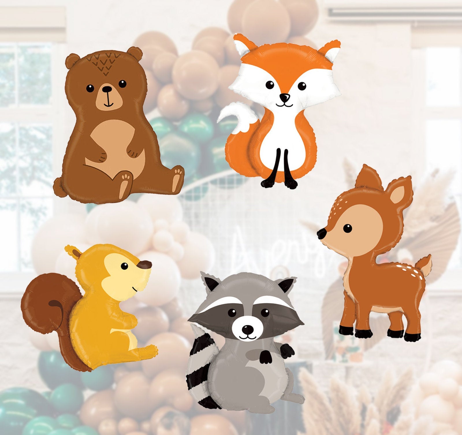 Woodland Creatures Birthday Party Supplies Baby Shower Fox Balloon Bou –  Big Balloon Store