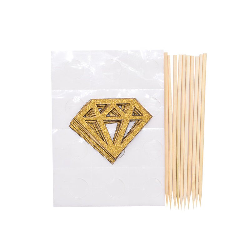 Gold Diamond Donut Cupcake Toppers (Set of 10) - Ellie's Party Supply