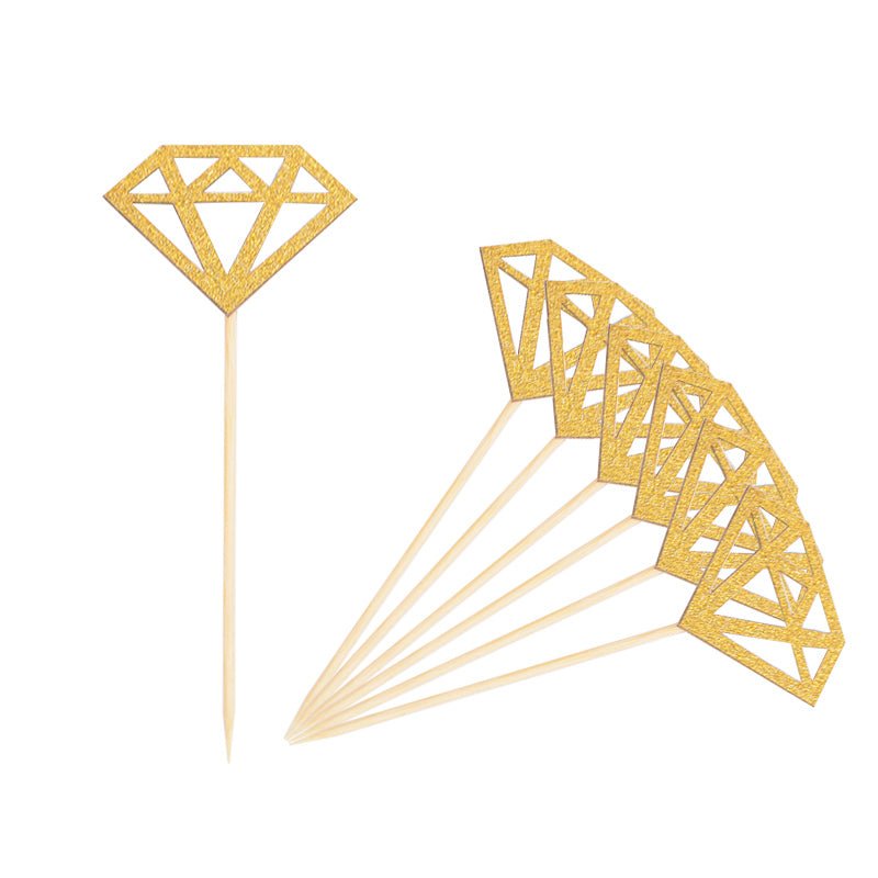 Gold Diamond Donut Cupcake Toppers (Set of 10) - Ellie's Party Supply