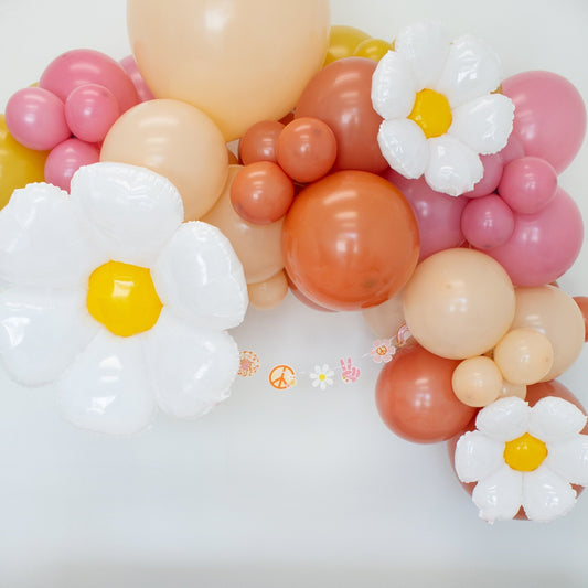 Groovy Balloon Arch - Burnt Orange, Mustard, and Pink Balloon Garland Kit - Ellie's Party Supply