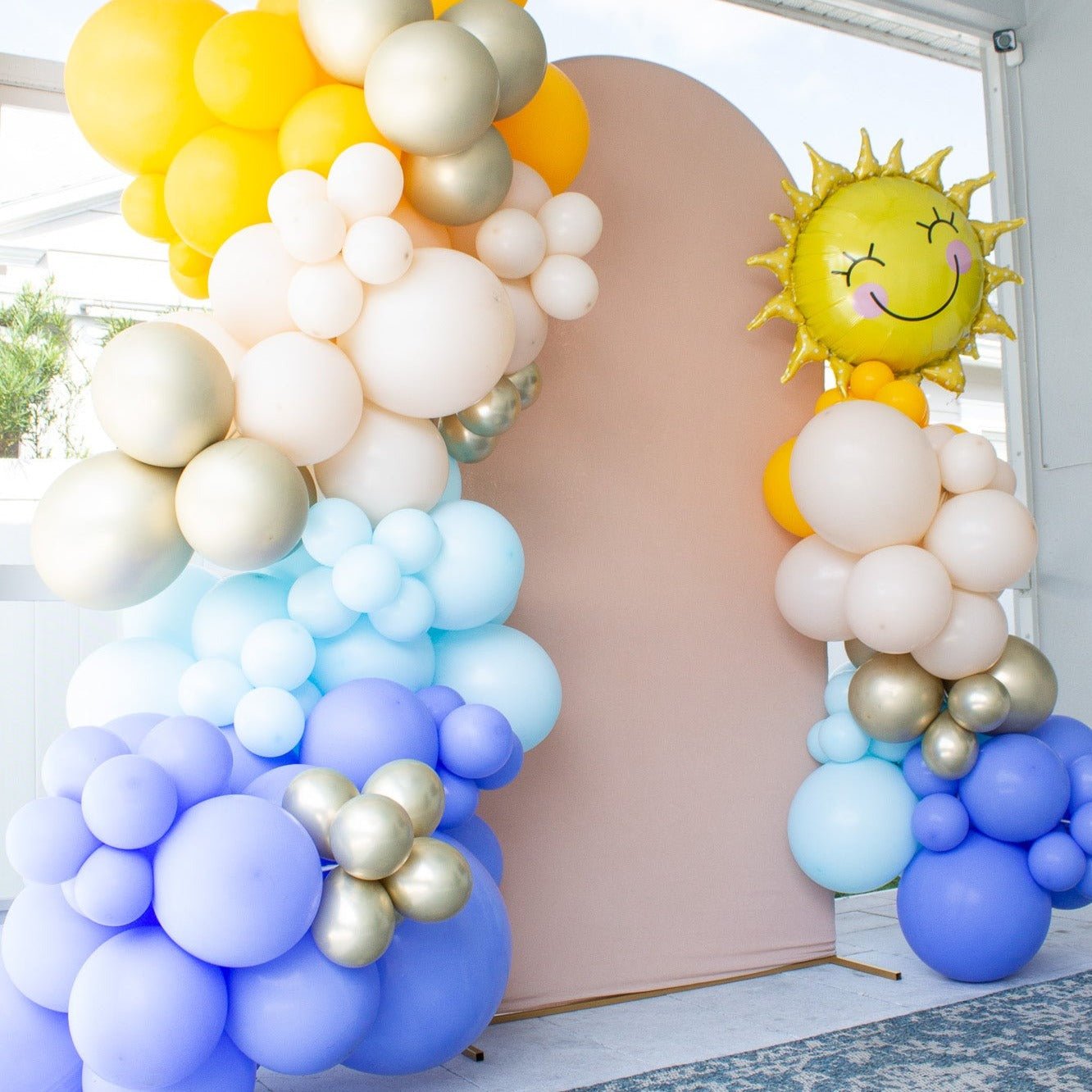 Here Comes the Son Balloon Arch - Blue and Golden Garland Kit - Ellie's Party Supply
