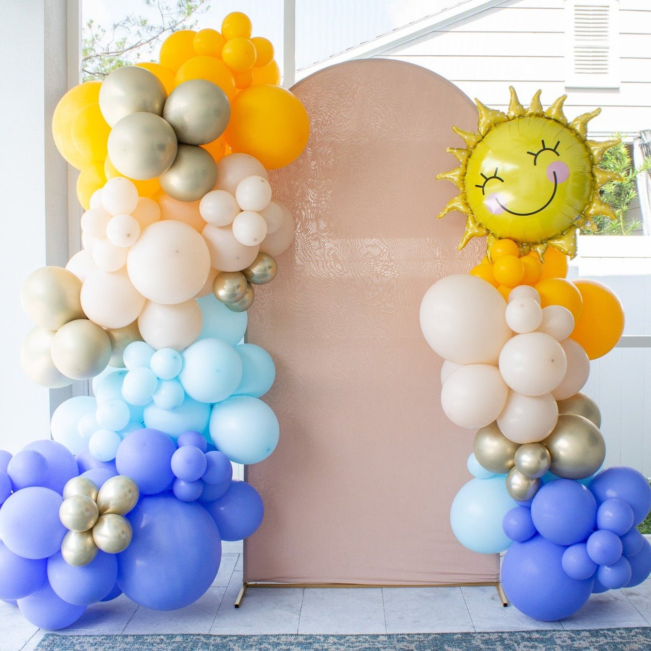 Here Comes the Son Balloon Arch - Blue and Golden Garland Kit - Ellie's Party Supply