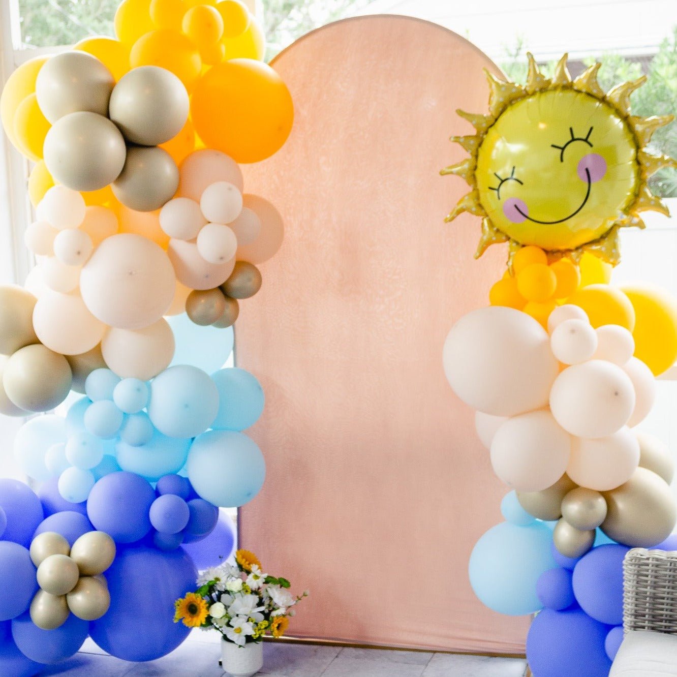 Here Comes the Son Balloon Arch - Blue and Golden Garland Kit - Ellie's Party Supply