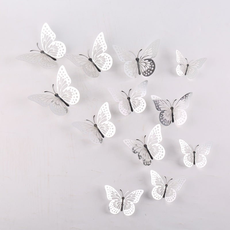 Metallic Gold, Silver, Or Rose Gold 3D Butterfly Decor (Set of 12) - Ellie's Party Supply