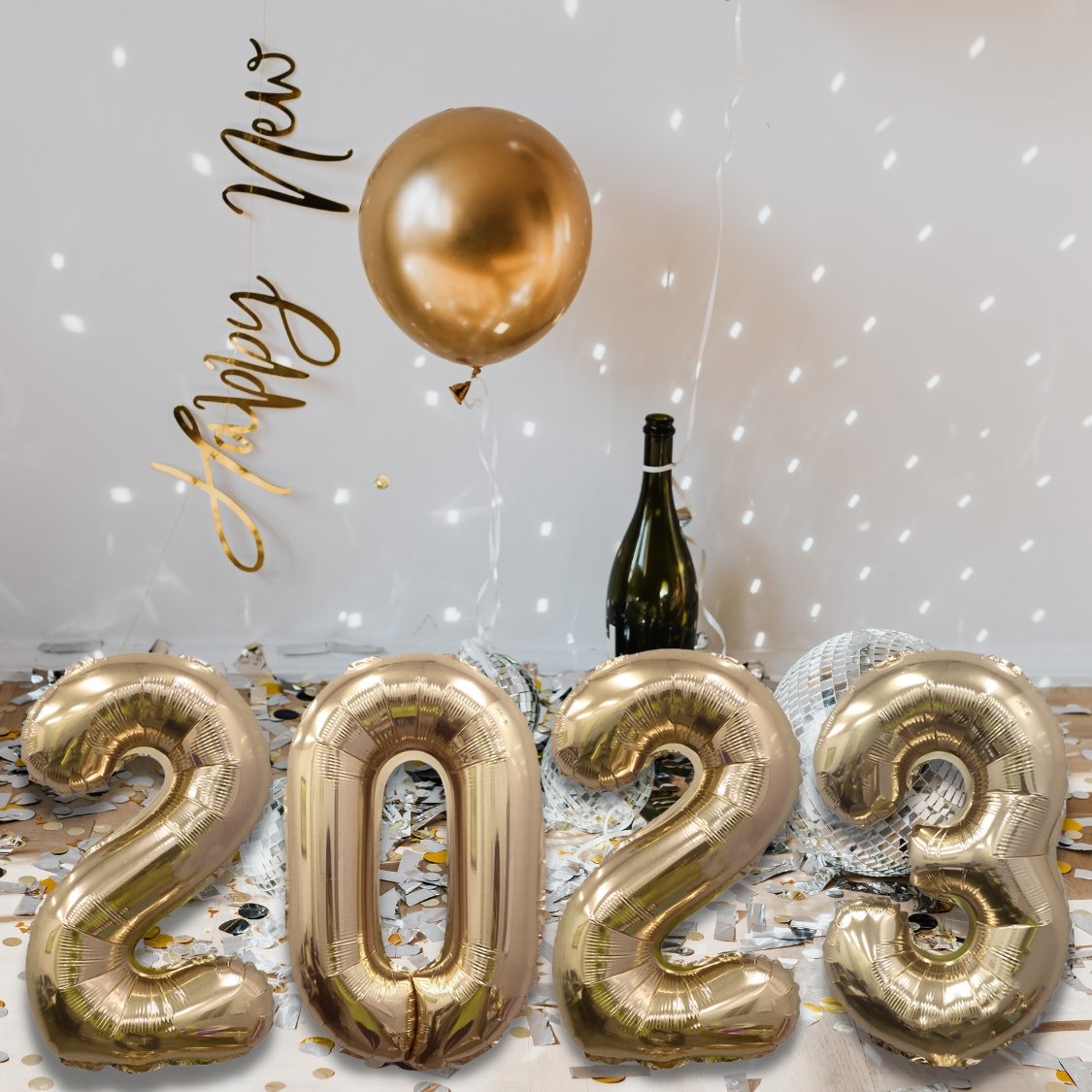 NYE 2023 Giant Gold Mylar Foil Number Balloons (32 Inches) - Ellie's Party Supply