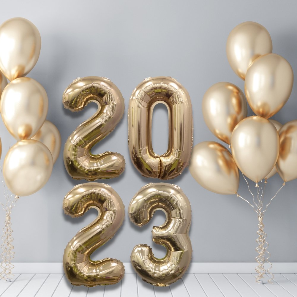 NYE 2023 Giant Gold Mylar Foil Number Balloons (32 Inches) - Ellie's Party Supply