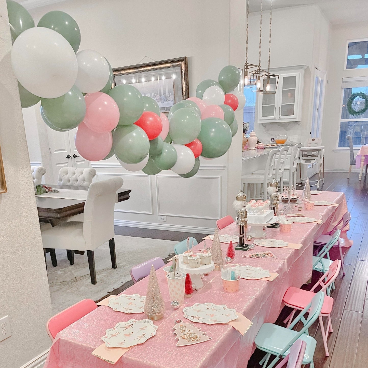 Pastel Blue, Green, Pink, & Red Christmas Balloon Garland Kit - Ellie's Party Supply