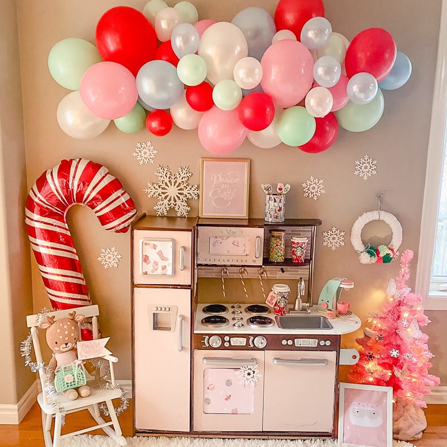 Pastel Blue, Green, Pink, & Red Christmas Balloon Garland Kit - Ellie's Party Supply