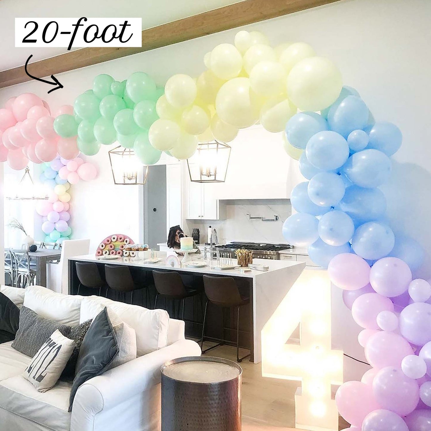 Rainbow Balloon Arch - Pastel Balloon Garland Kit - Ellie's Party Supply