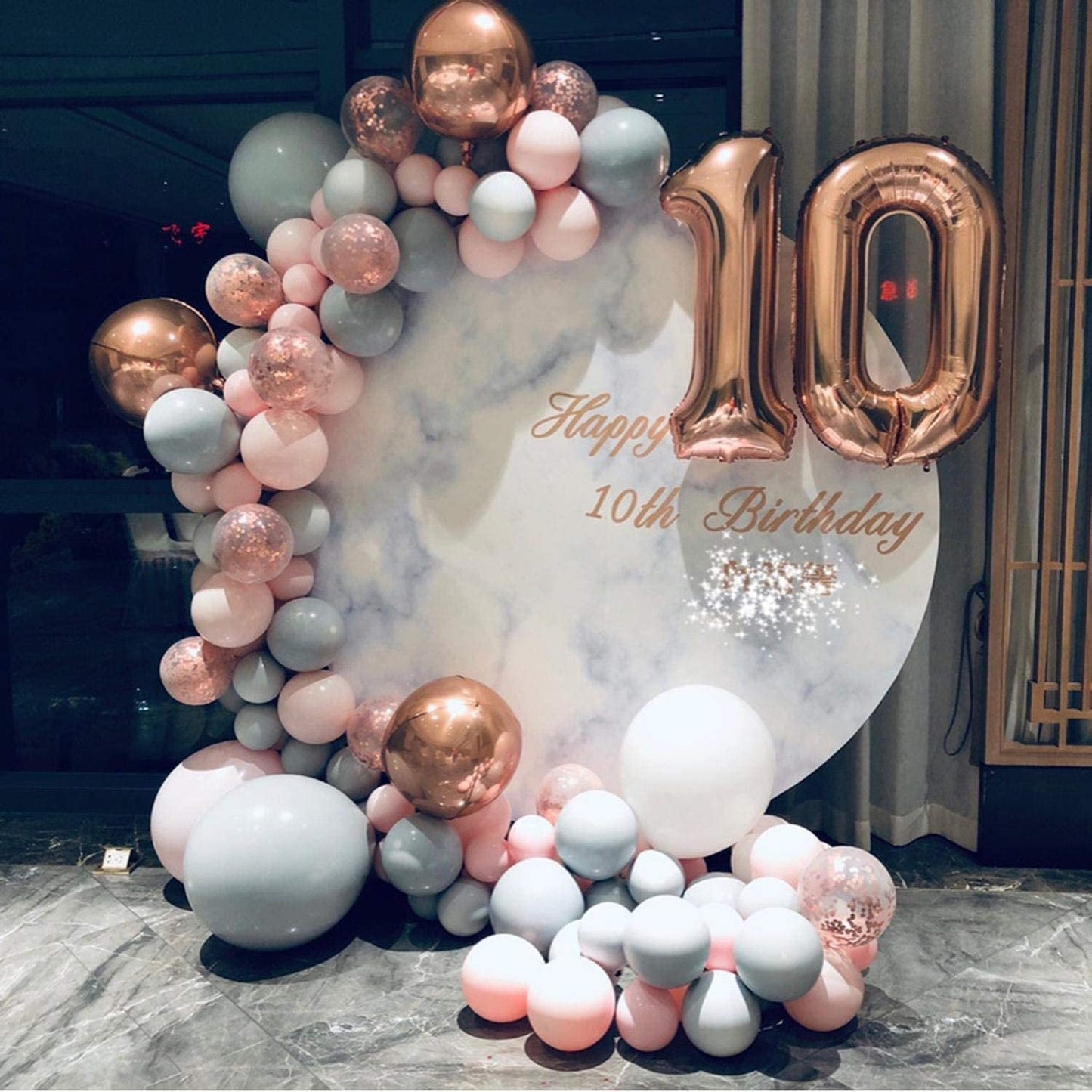 Rose Gold Balloon Arch - Pink & Gray Balloon Garland Kit - Ellie's Party Supply