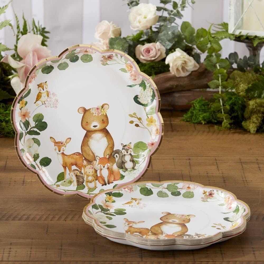 Woodland Animal Baby Paper Plates (Set of 16) - Ellie's Party Supply