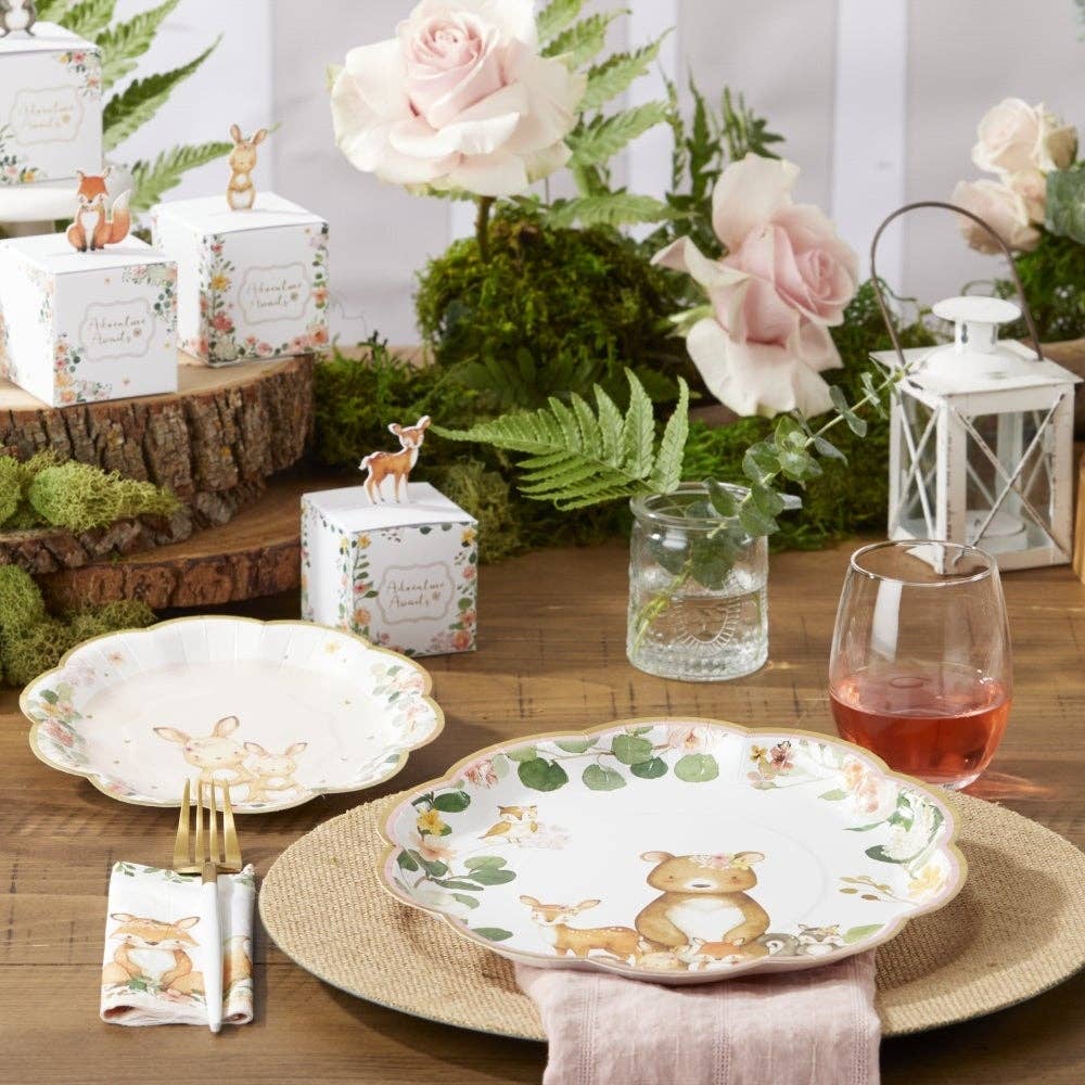 Woodland Animal Baby Paper Plates (Set of 16) - Ellie's Party Supply