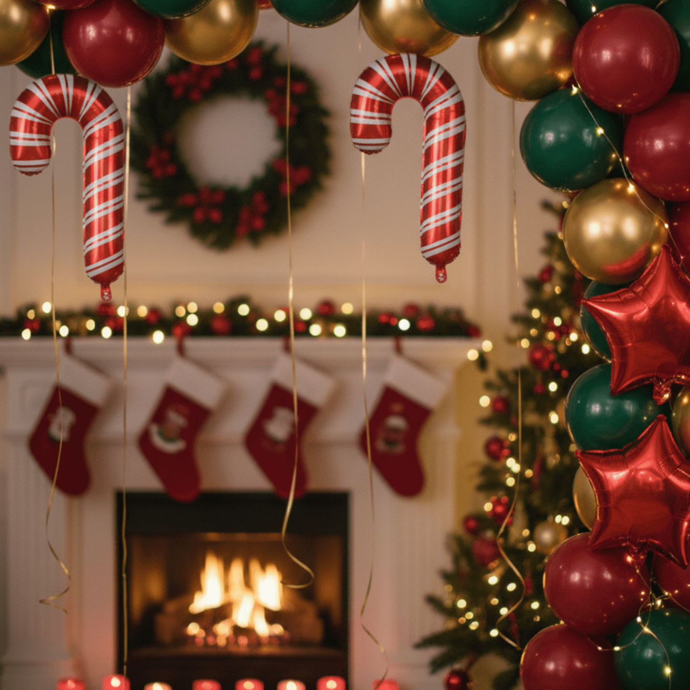 12" Red Candy Cane Balloon - Ellie's Party Supply