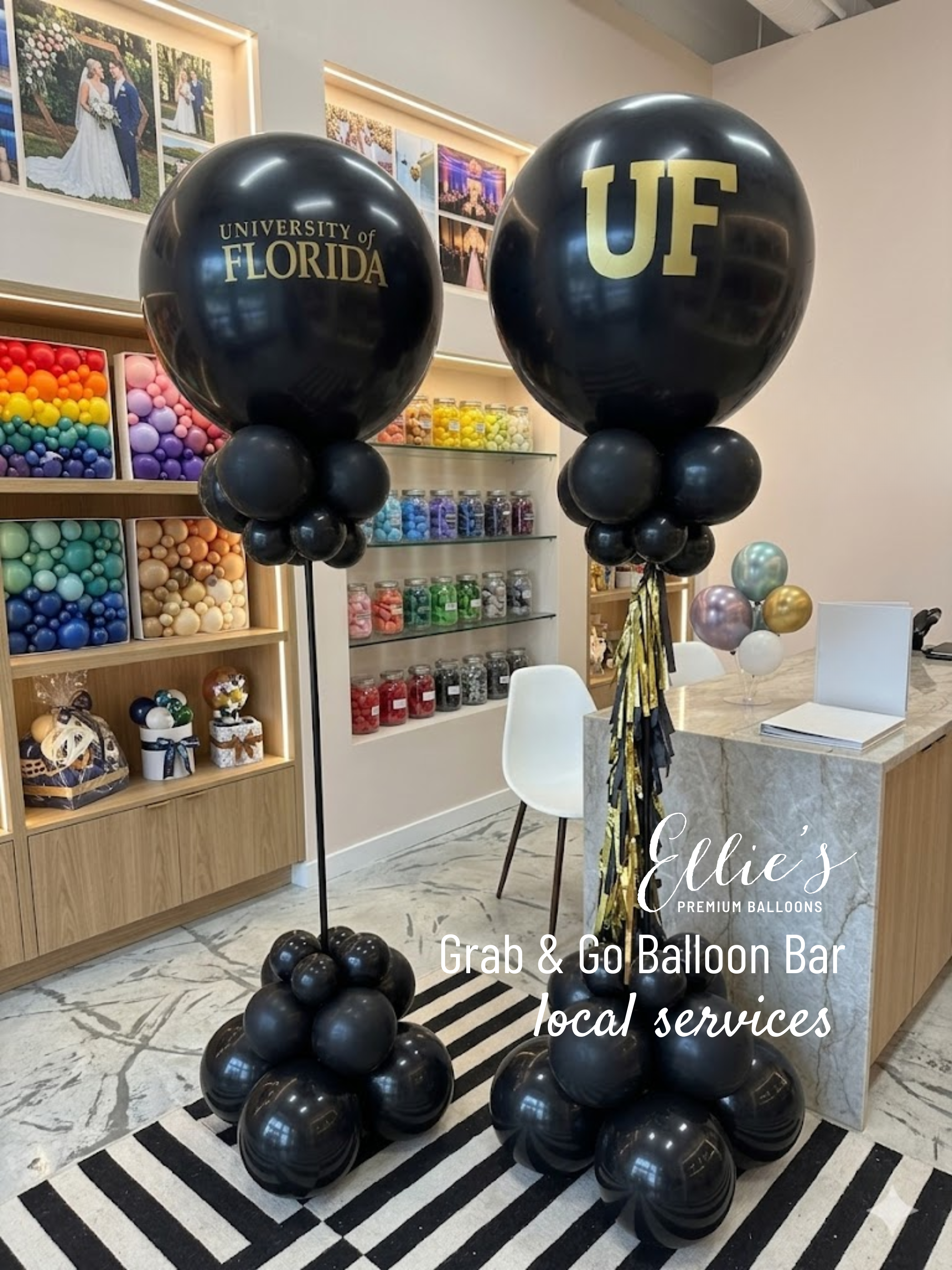 Custom Balloon Tower with Starbursts | Ellie's Grab And Go