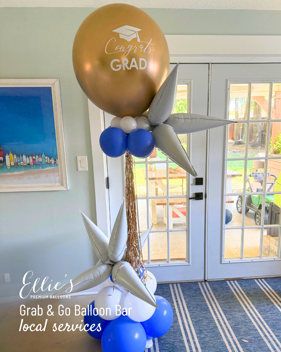 Custom Balloon Tower with Starbursts | Ellie's Grab And Go