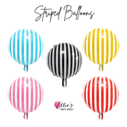 18” Striped Balloon – Black, Blue, Pink, Red, or Yellow