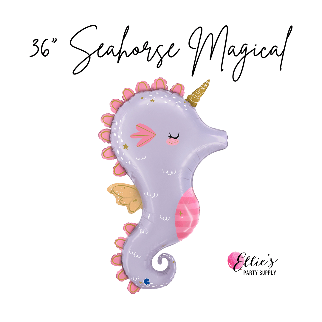 36” Pink Seahorse Magical Balloon - Ellie's Party Supply