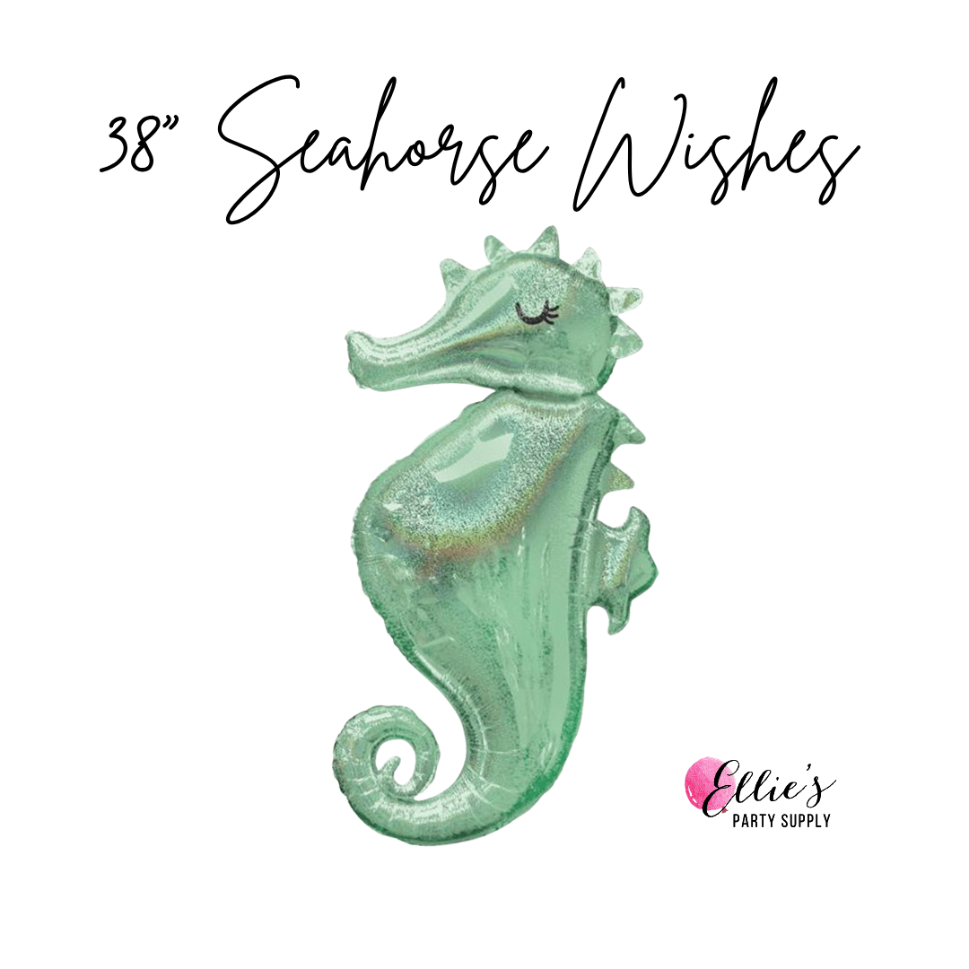 38” Seahorse Wishes Balloon - Ellie's Party Supply