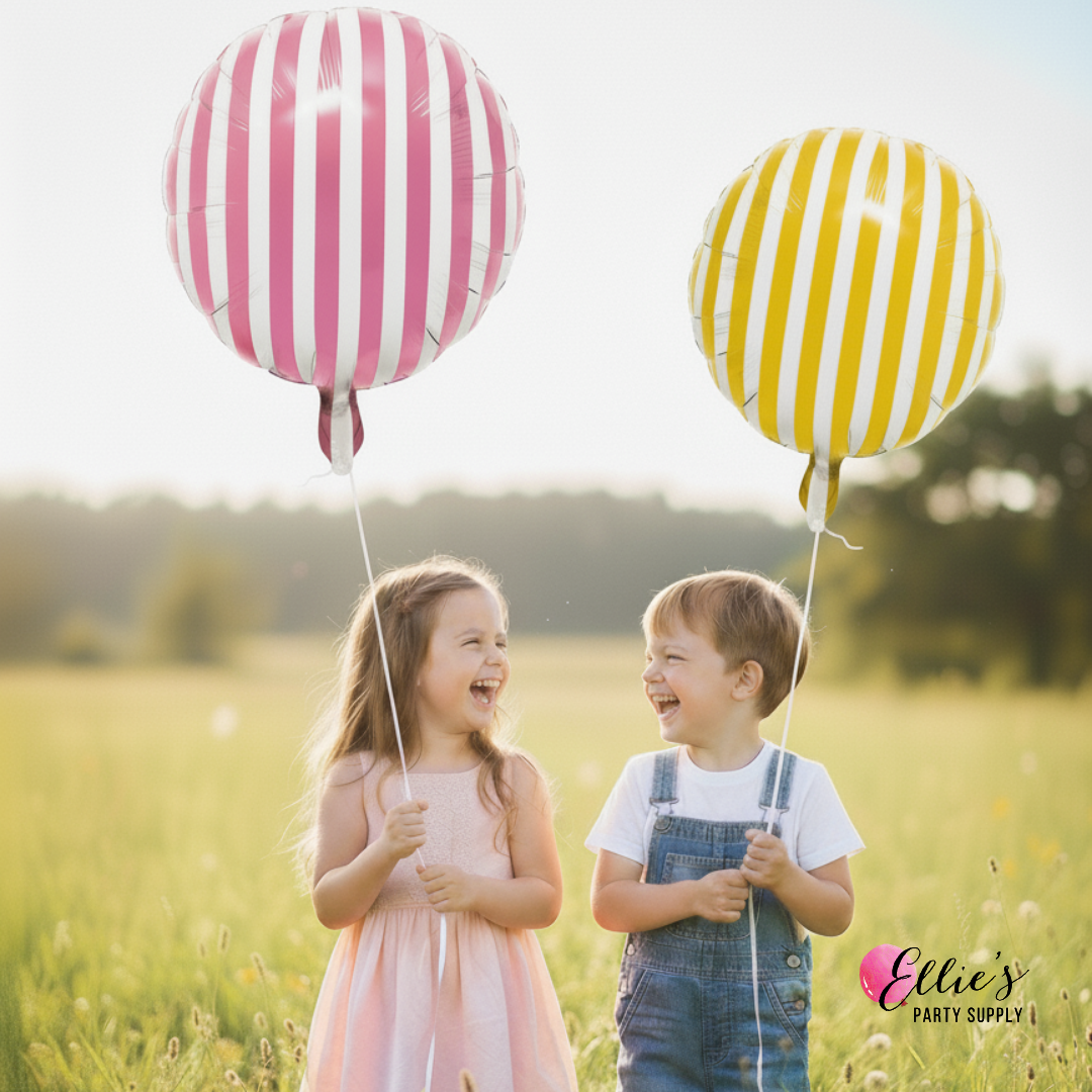 18” Striped Balloon – Black, Blue, Pink, Red, or Yellow