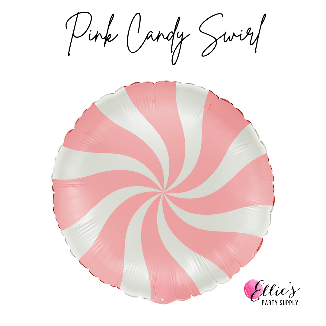 18" Matte Pink Candy Swirl Balloon