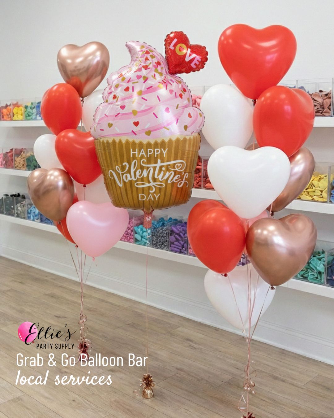 Valentine's Cupcake Balloon Bouquet - Ellie's Party Supply