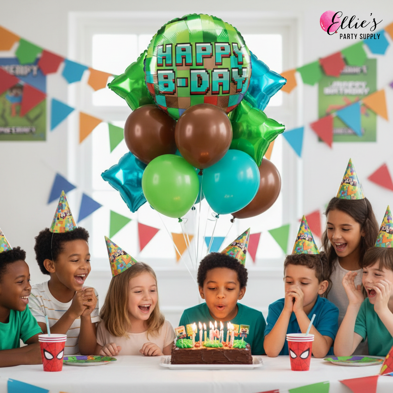 18" Happy B-Day Pixel Balloon