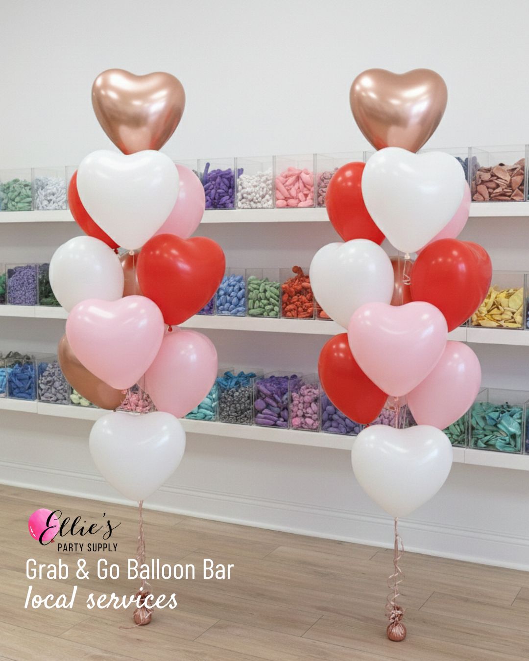 Teddy Bear Heart Balloon Bouquet - Ellie's Party Supply