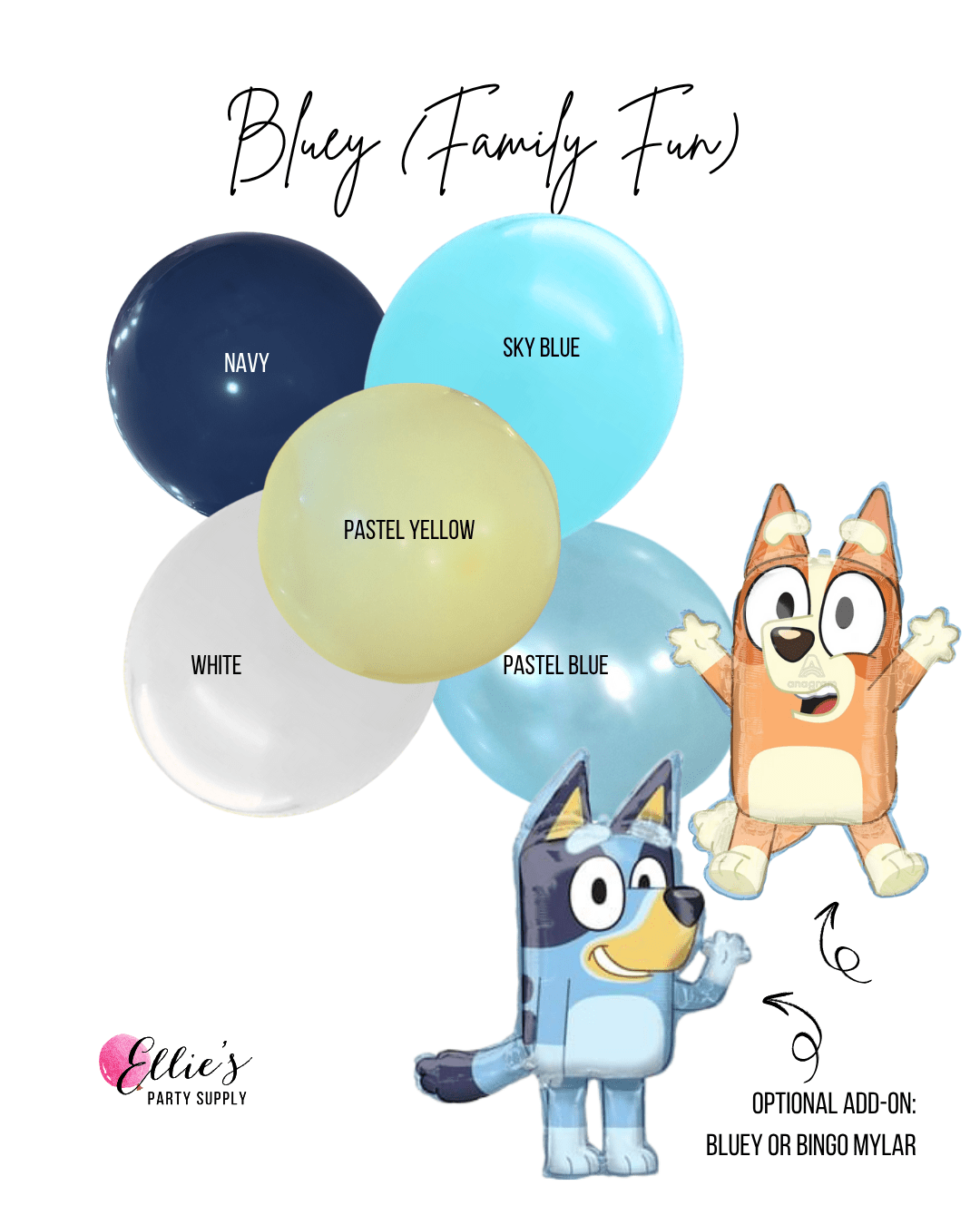 Bluey (Family Fun) Balloon Garland Kit - Licensed Bluey and Bingo Mylars - Ellie's Party Supply