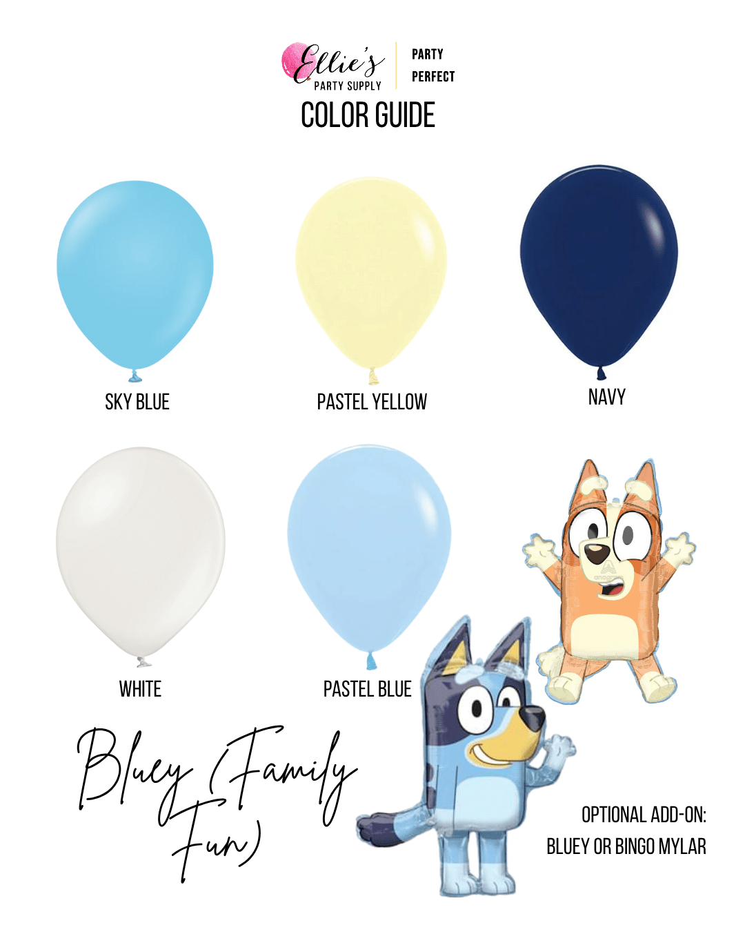 Bluey (Family Fun) Balloon Garland Kit - Licensed Bluey and Bingo Mylars - Ellie's Party Supply