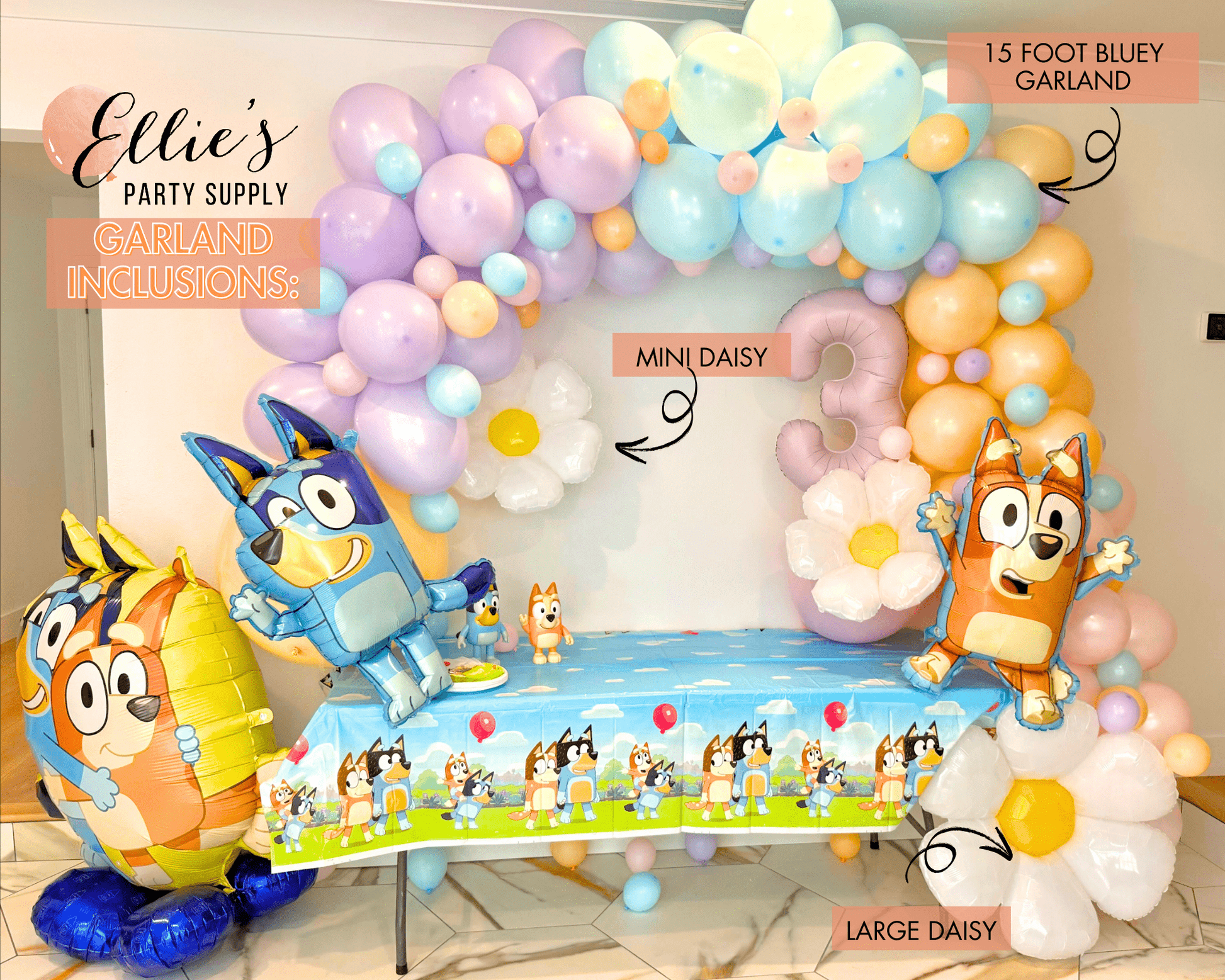 Bluey - Inspired Balloon Garland | Kids' Party Balloon Arch Kit - Ellie's Party Supply
