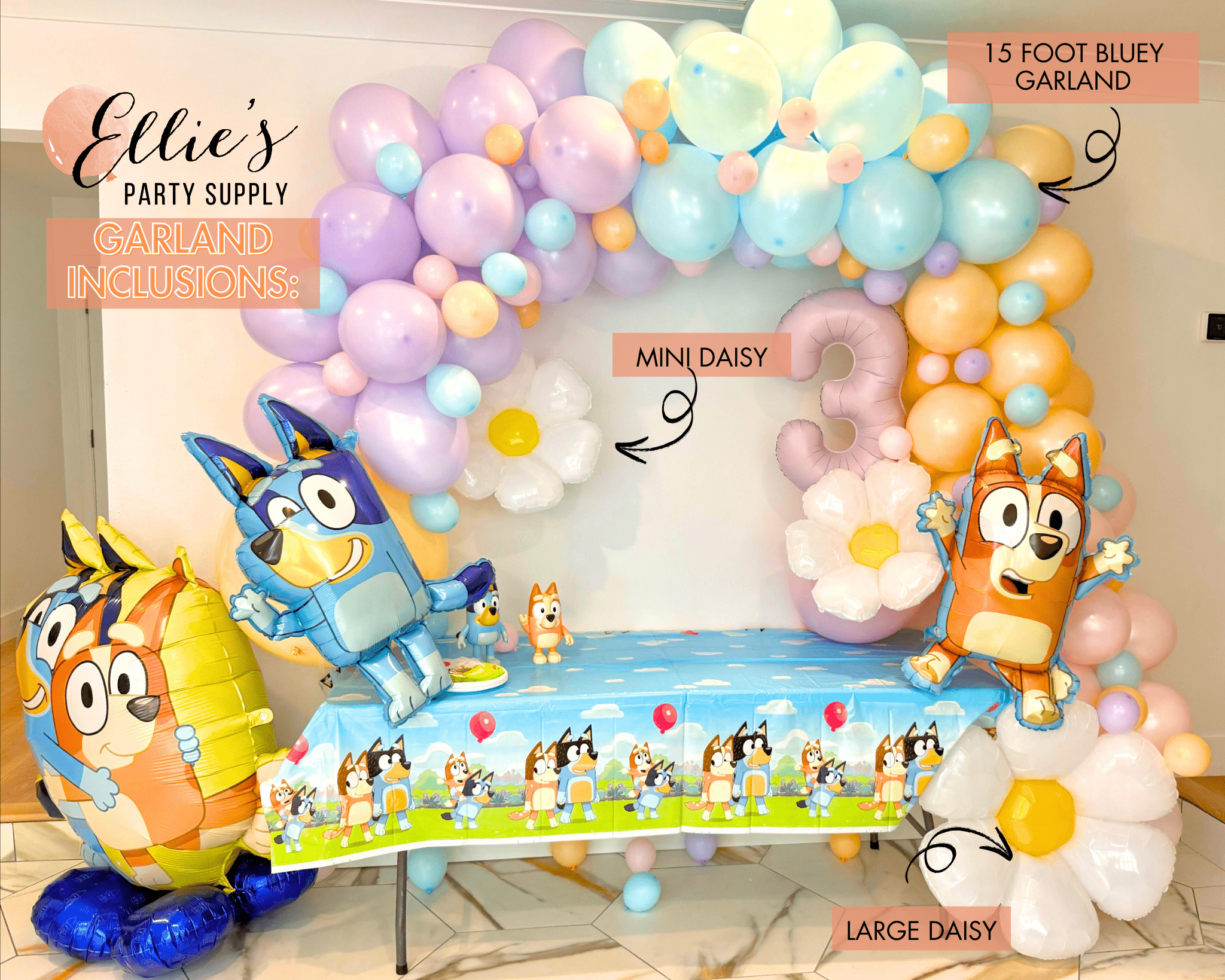 Bluey - Inspired Balloon Garland | Kids' Party Balloon Arch Kit - Ellie's Party Supply