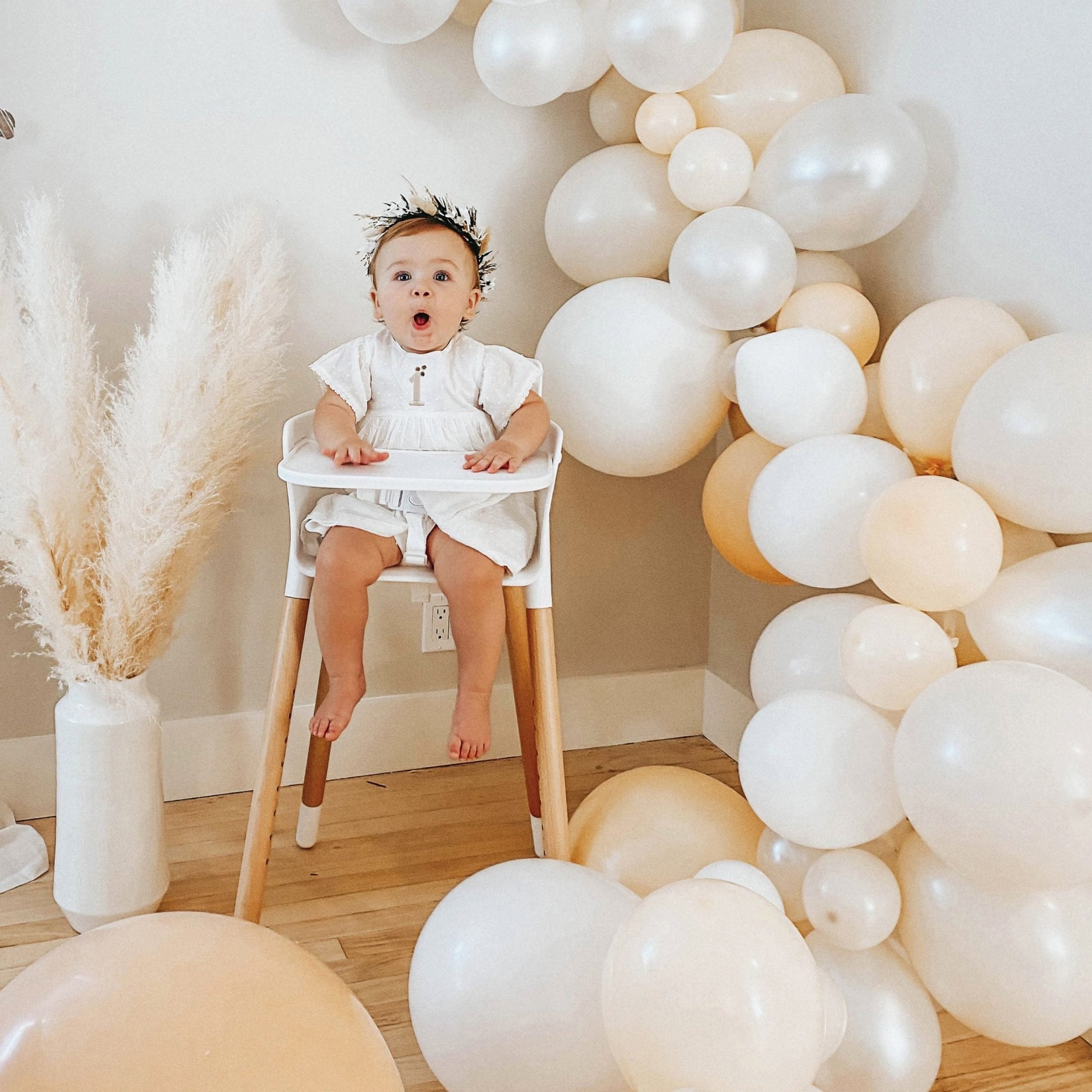 Neutral boho balloon garland kit in blush white sand pearl for winter baby shower bridal shower Christmas party