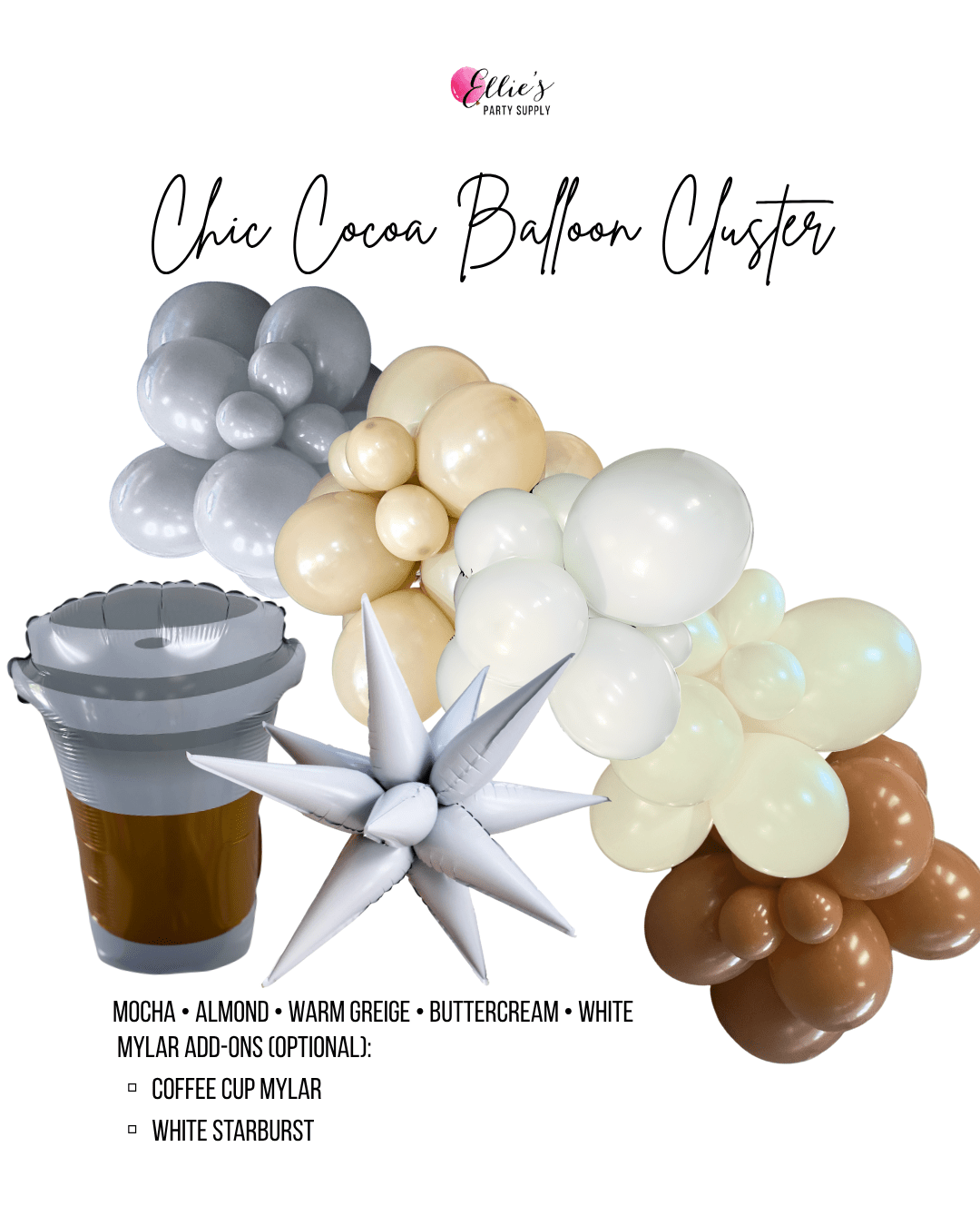 Chic Cocoa Balloon Cluster Garland - Ellie's Party Supply